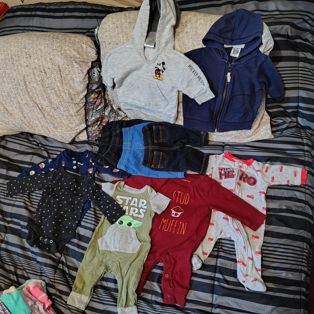 Carter's Newborn Boys Sleeper, Jeans And Zip Up Hoodies Lot